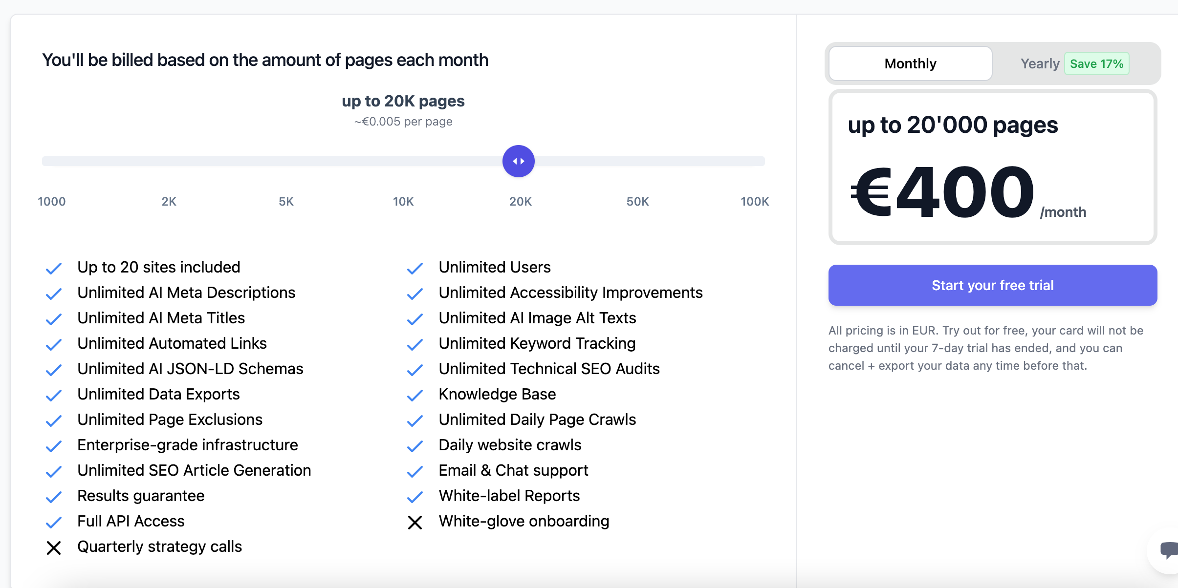 SEOJuice plan upgrade selection for white-label access
